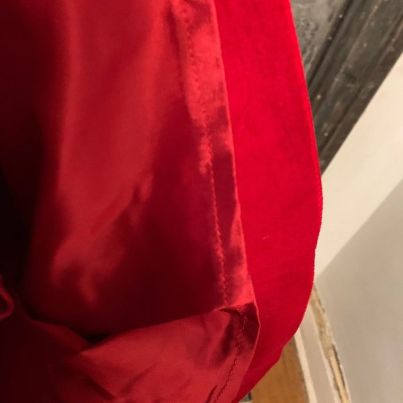 Vintage 90s Krizia Jeans red velvet knee length pencil skirt High End designer M - Picture 3 of 7